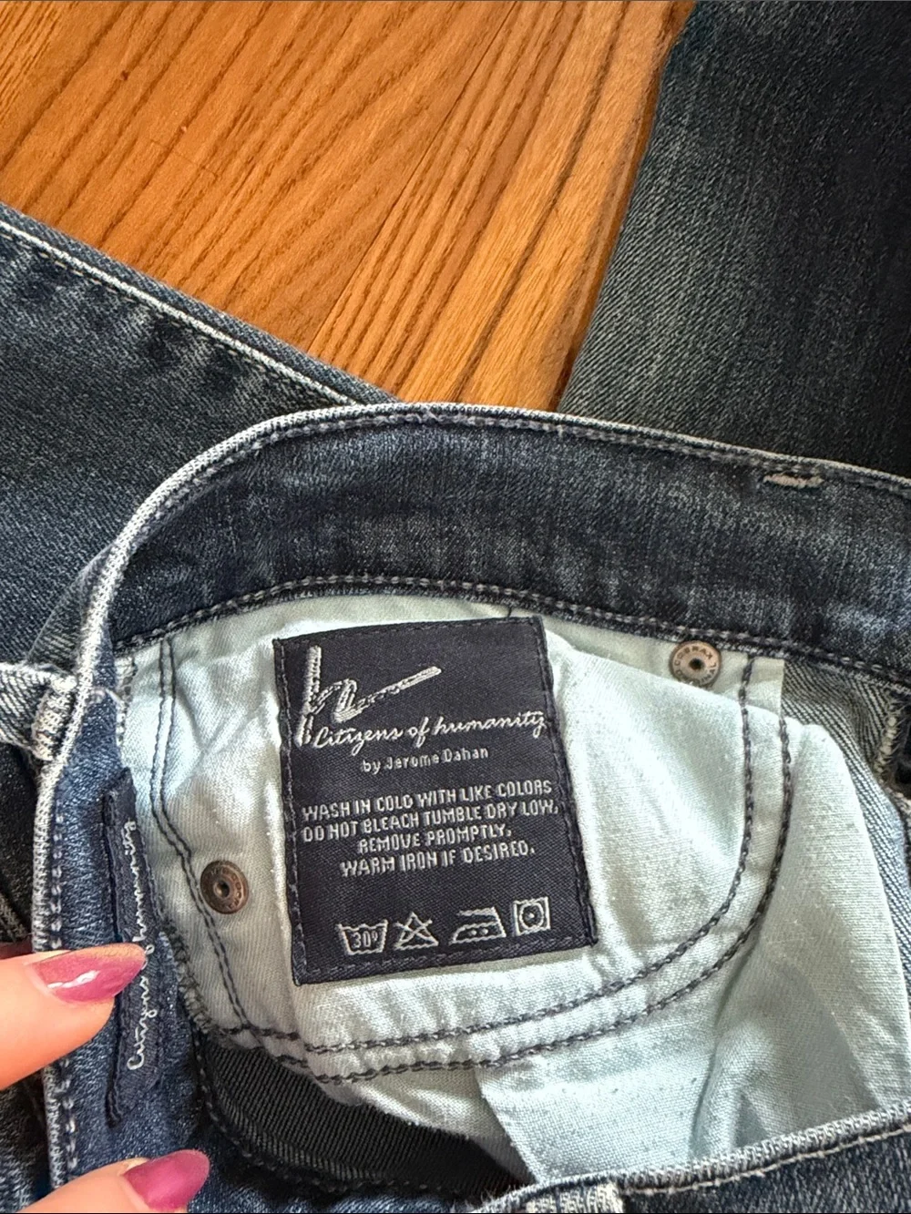 Citizens Of Humanity Medium Blue Cropped Straight Jeans